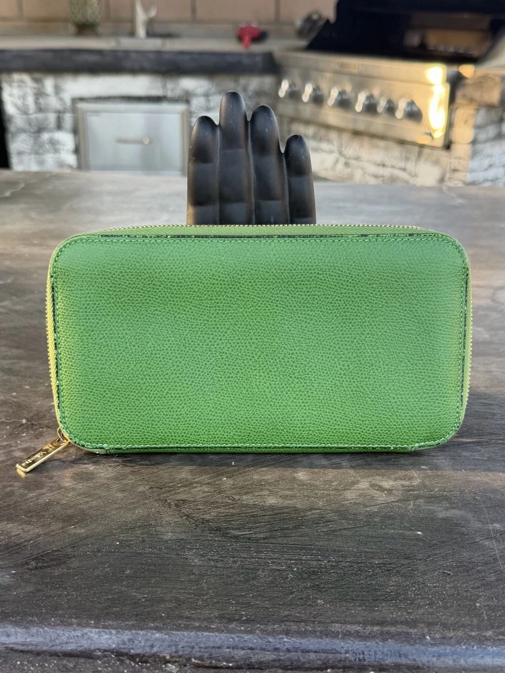 Valextra Leather Zip Around Long Wallet